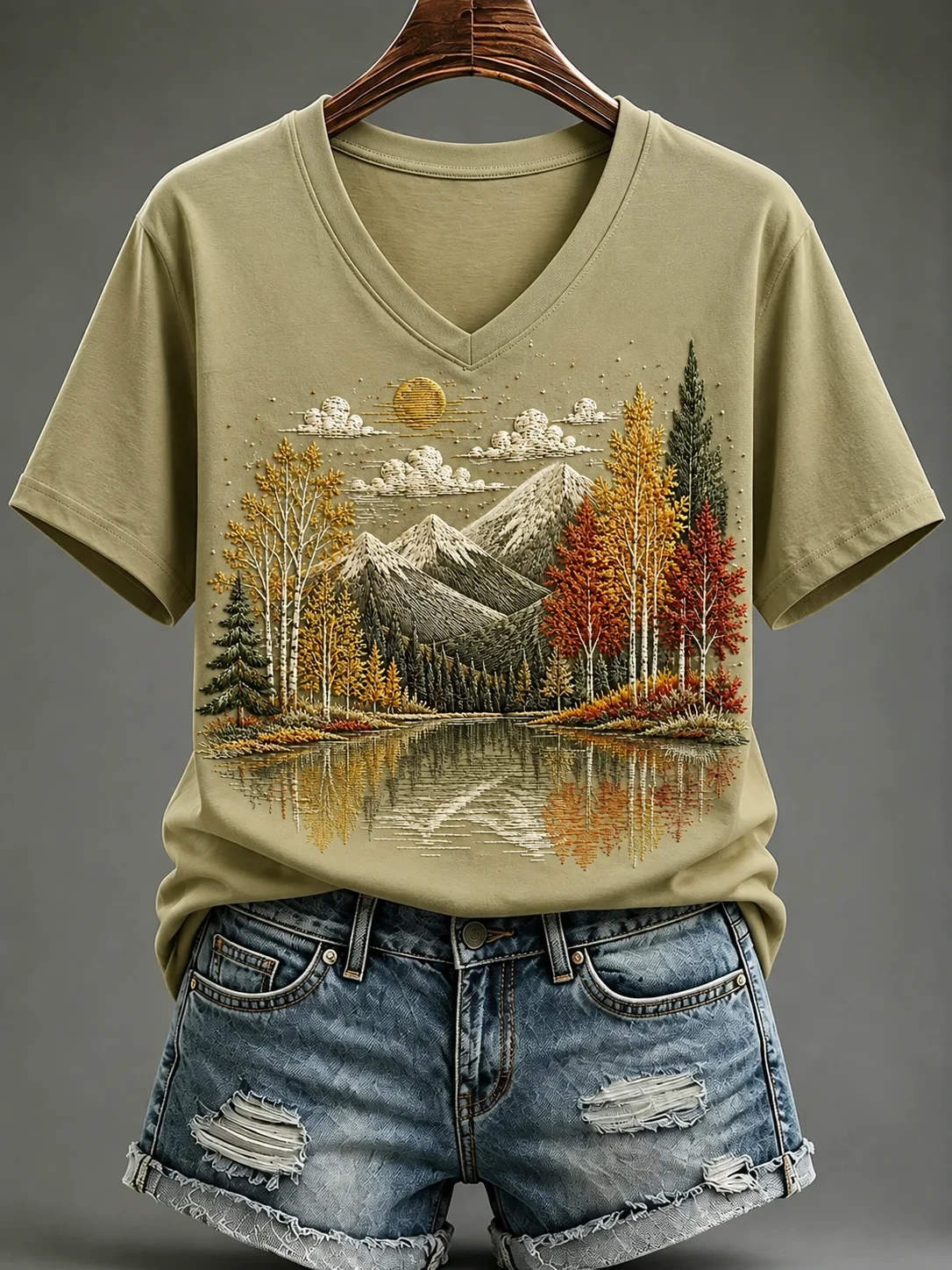 Fall Foliage V-Neck Shirt Nature Lover Shirts Casual Autumn Outfits Mom Gifts - Kdjoy Fall Foliage V-Neck Shirt Nature Lover Shirts Casual Autumn Outfits Mom Gifts - Kdjoy