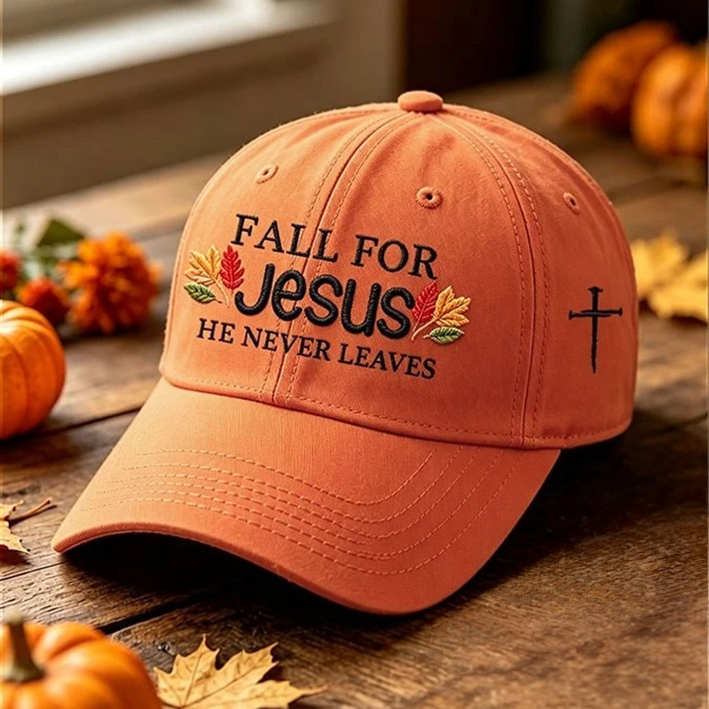 Fall For Jesus He Never Leaves Hat Embroidered Autumn Leaves Baseball Cap Faith Based Gifts - Kdjoy Fall For Jesus He Never Leaves Hat Embroidered Autumn Leaves Baseball Cap Faith Based Gifts - Kdjoy
