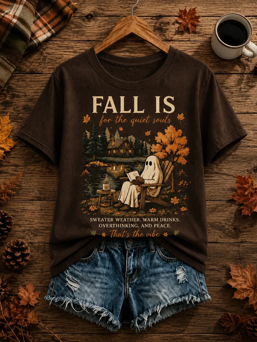 Fall Is The Quiet Souls Ghost Halloween T-Shirt That's The Vibe Shirt Autumn Outfits - Kdjoy Fall Is The Quiet Souls Ghost Halloween T-Shirt That's The Vibe Shirt Autumn Outfits - Kdjoy