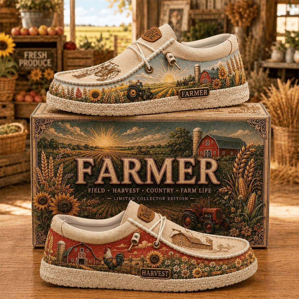 Farmer Shoes Country Farm Life Loafers Harvest Tractor Gifts Ideas For Fathers - Kdjoy