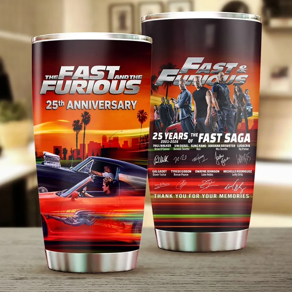 Fast And Furious 25th Anniversary Tumbler Fast And Furious Merch Best Gift For Movie Fan - Kdjoy