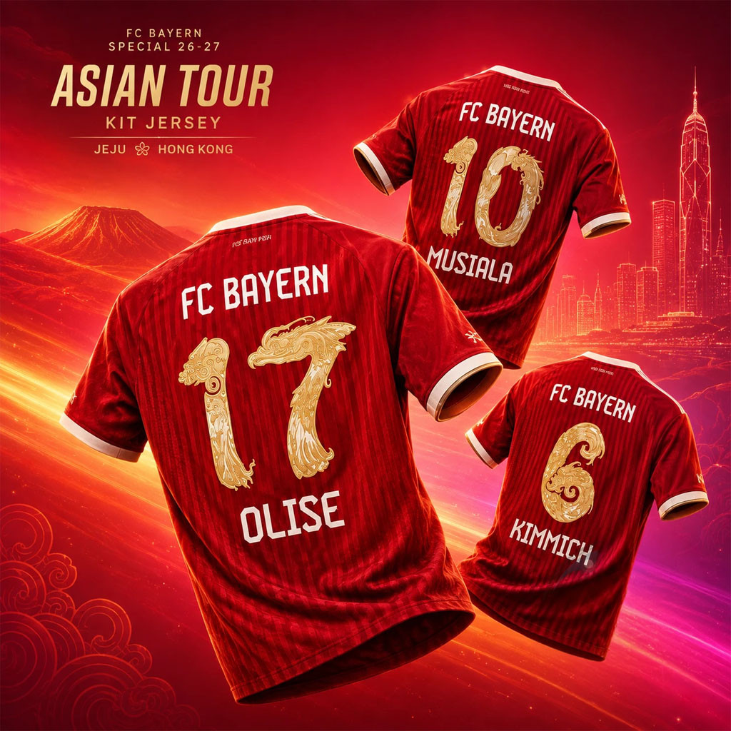 FC Bayern Munich 2026 27 Jeju And Hong Kong Asian Tour Jersey FC Bayern Munich Merch Fan Gifts - Kdjoy