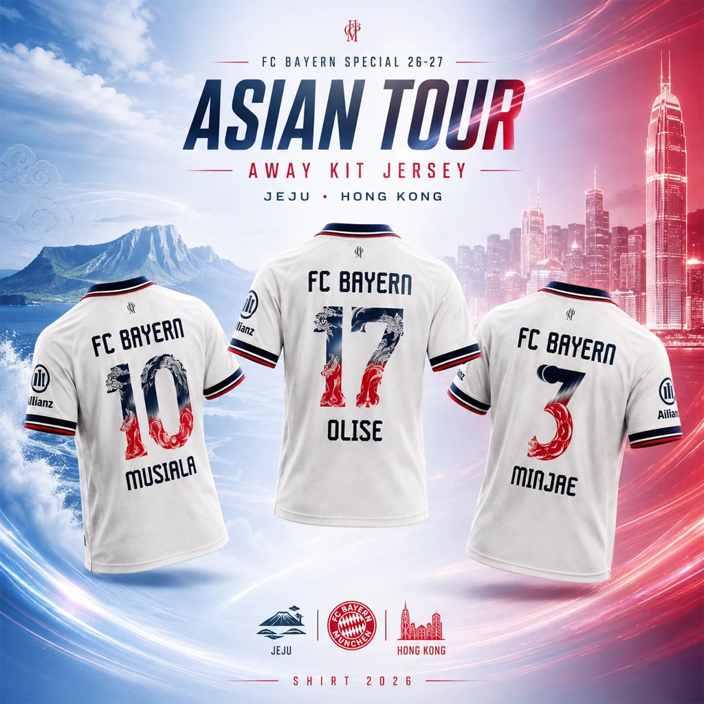 FC Bayern Munich 2026 27 Jeju And Hong Kong Away Kit Jersey FC Bayern Munich Merch Fan Gifts - Kdjoy FC Bayern Munich 2026 27 Jeju And Hong Kong Away Kit Jersey FC Bayern Munich Merch Fan Gifts - Kdjoy