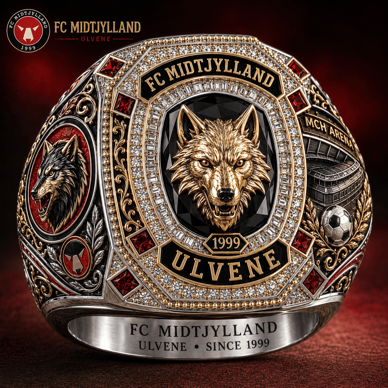 FC Midtjylland Ulvene Since 1999 Ring FC Midtjylland Merch Gifts For Football Fan - Kdjoy