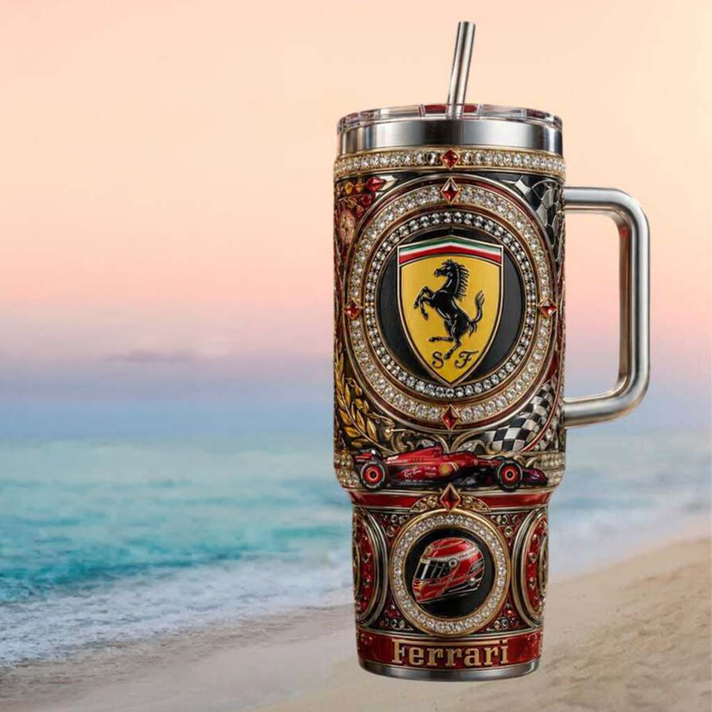 Ferrari Racing Team Championship Edition Travel Tumbler Scuderia Ferrari Merch Racing Fan Gifts - Kdjoy