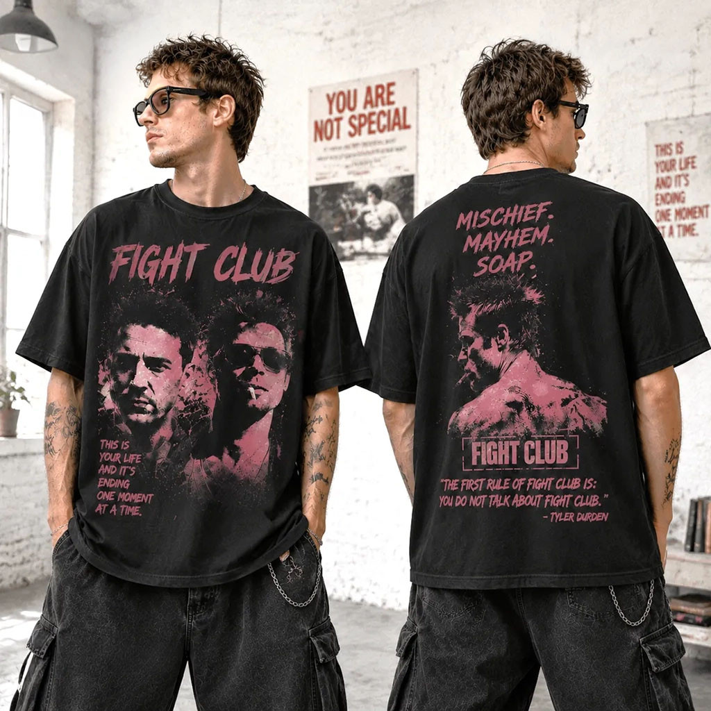 Fight Club Tyler Durden Vintage Black T-Shirt Mischief Mayhem Soap Shirt Fight Club Merch