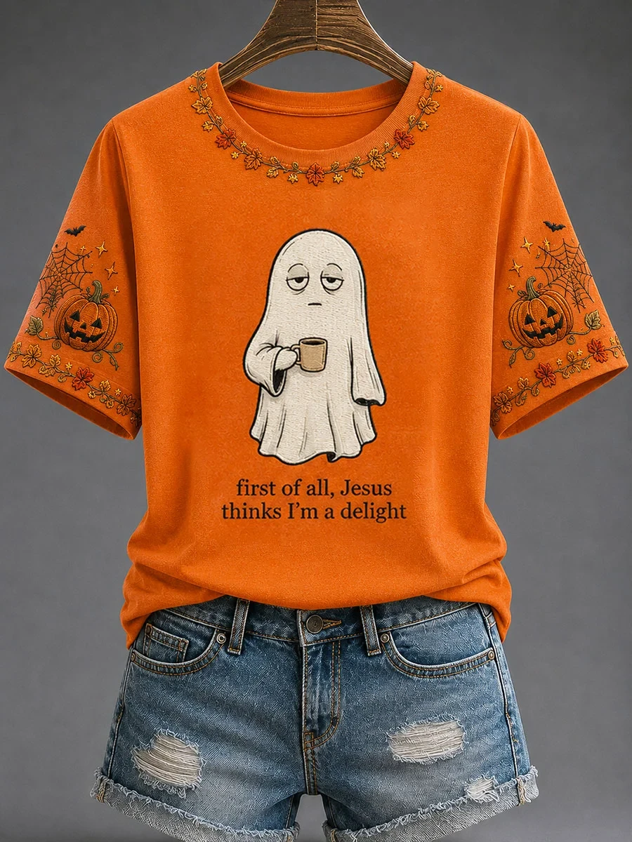 First Of All Jesus Thinks I'm A Delight Faith Halloween Casual T-Shirt Funny Ghost Shirt Gifts - Kdjoy First Of All Jesus Thinks I'm A Delight Faith Halloween Casual T-Shirt Funny Ghost Shirt Gifts - Kdjoy