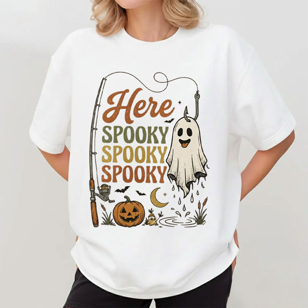 Fishing Spooky Angler Ghost Fisherman T-Shirt Cute Halloween Shirt Gifts For Fisherman - Kdjoy