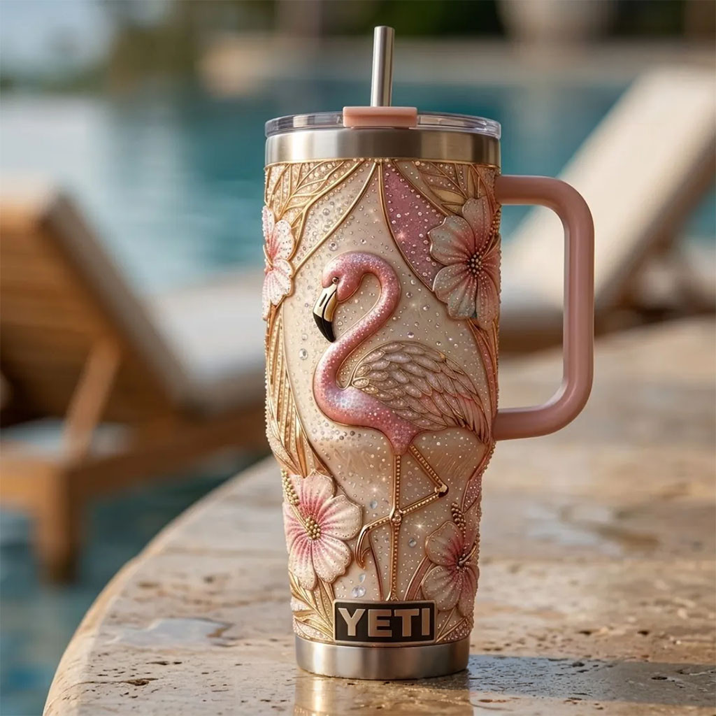 Flamingo Floral Tumbler Pink Gifts For Flamingo Lovers - Kdjoy