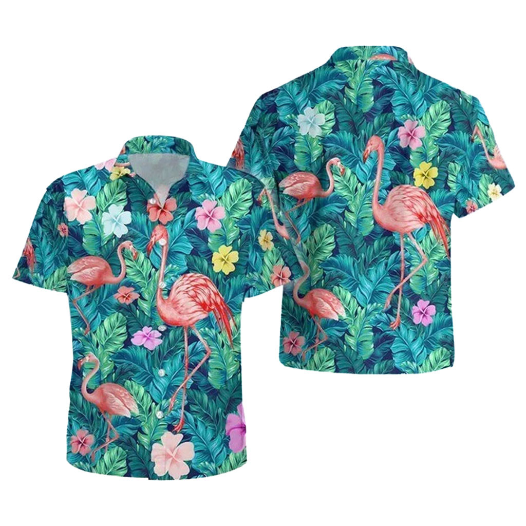 Flamingo Green Tropical Hawaiian Shirt Beach Summer Outfits Gift For Vacations Flamingo Green Tropical Hawaiian Shirt Beach Summer Outfits Gift For Vacations