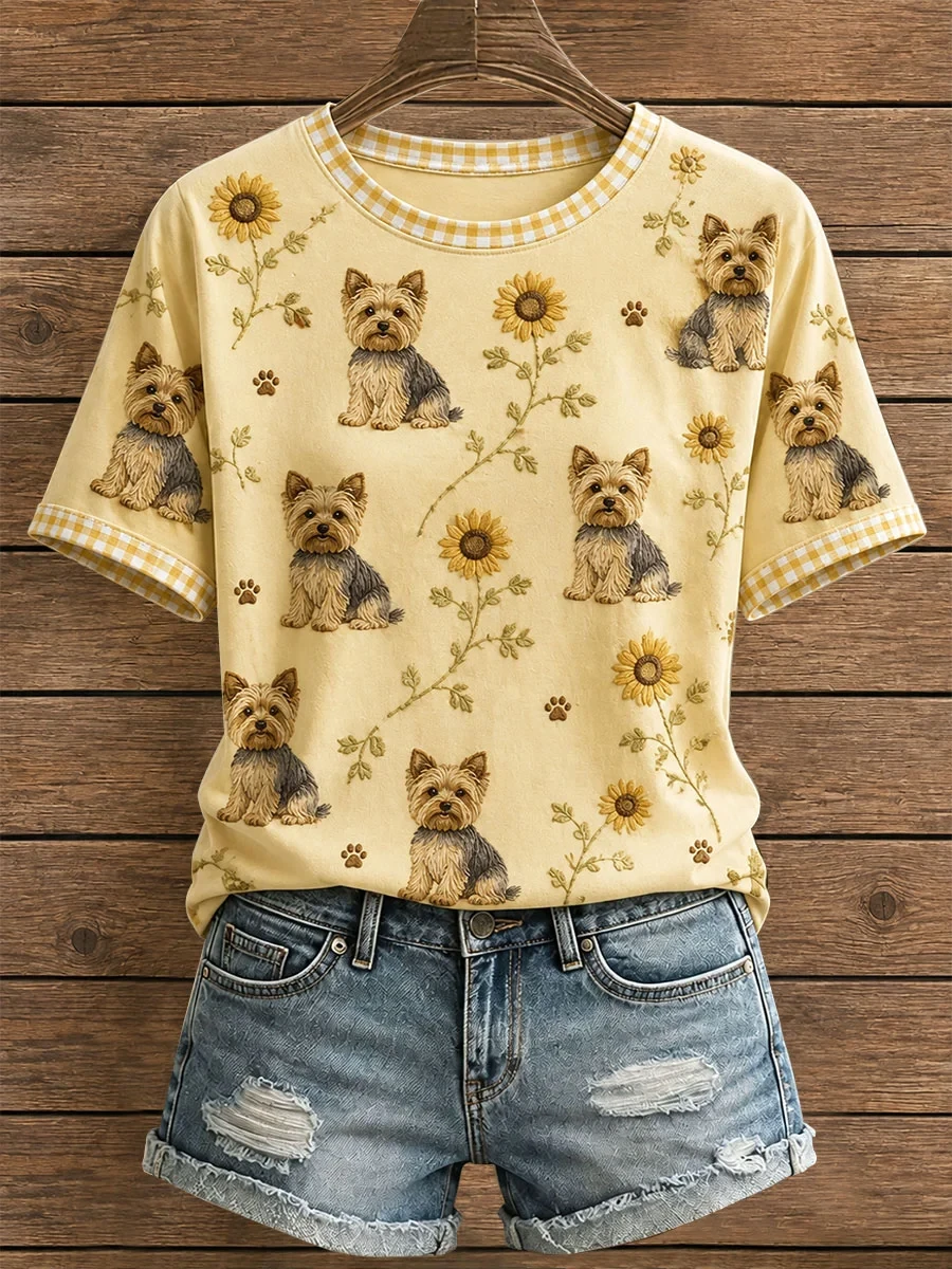 Floral Yorkie T-Shirt Adorable Dog Shirt Birthday Gift For Yorkie Lovers - Kdjoy Floral Yorkie T-Shirt Adorable Dog Shirt Birthday Gift For Yorkie Lovers - Kdjoy