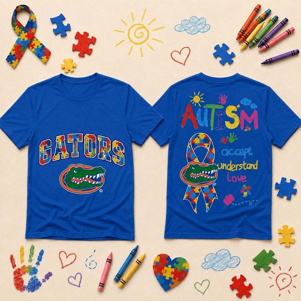 Florida Gators Autism Awareness Puzzle Ribbon T-Shirt Florida Gators Merch Autism Gift Ideas