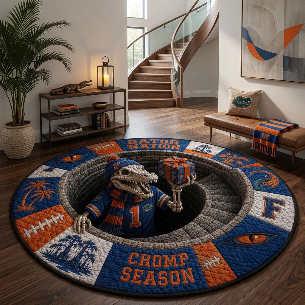 Florida Gators Halloween 2026 Skeleton Illusion Round Rug Florida Gators Merch Home Decor - Kdjoy Florida Gators Halloween 2026 Skeleton Illusion Round Rug Florida Gators Merch Home Decor - Kdjoy