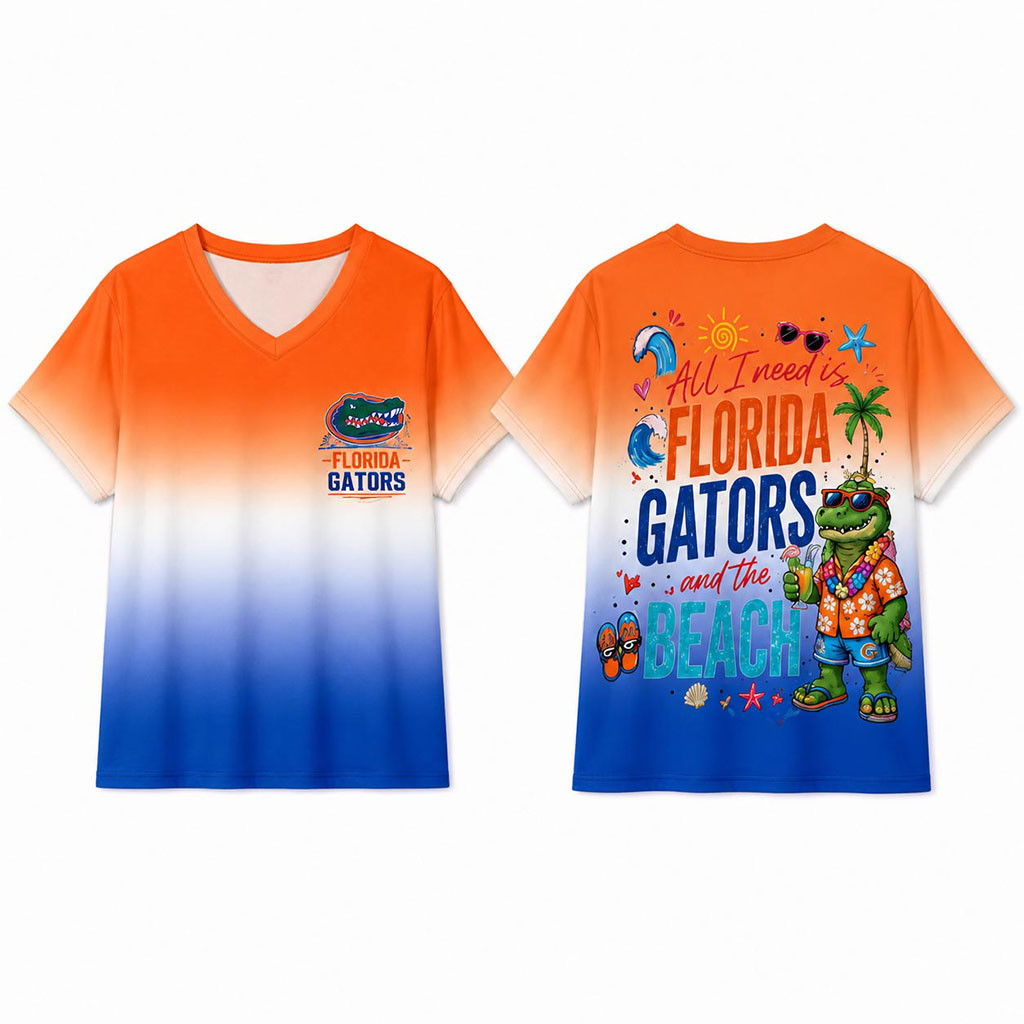 Florida Gators Tropical Beach Vibes V-Neck Shirt Florida Gators Merch Summer Gift For Fans - Kdjoy Florida Gators Tropical Beach Vibes V-Neck Shirt Florida Gators Merch Summer Gift For Fans - Kdjoy