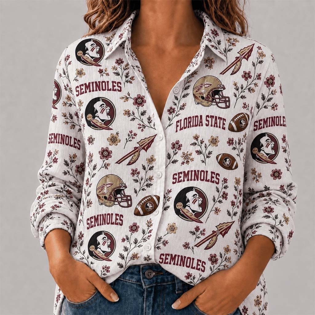 Florida State Seminoles College Spirit Blossoms Long Sleeve Button Up Shirt FS Seminoles Merch - Kdjoy Florida State Seminoles College Spirit Blossoms Long Sleeve Button Up Shirt FS Seminoles Merch - Kdjoy