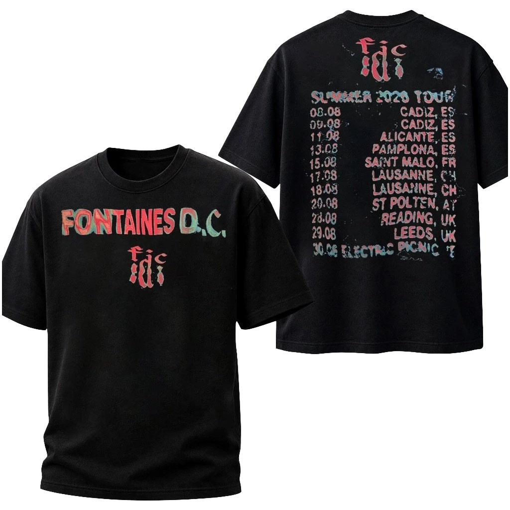Fontaines DC Merch 2026 Logo With City Dates T-Shirt Fontaines DC Summer Tour Merch Fan Gifts - Kdjoy
