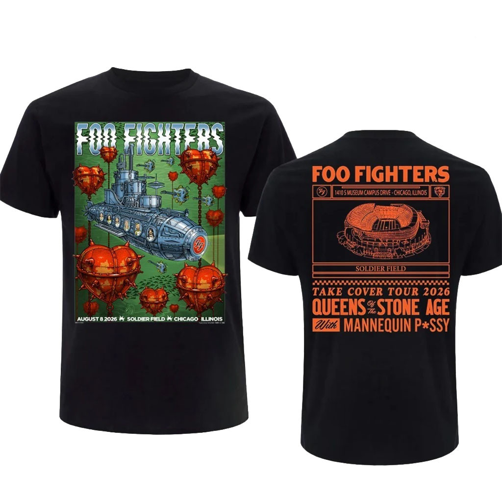 Foo Fighters Chicago T-Shirt Take Cover Tour 2026 Soldier Field Concert Tee Foo Fighters Merch - Kdjoy