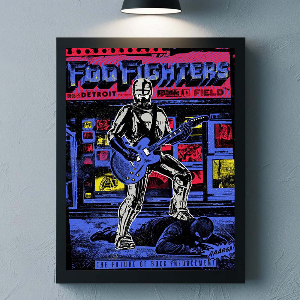 Foo Fighters Detroit Michigan 2026 Venue Poster At Ford Field On August 6 2026 FF Merch Decor - Kdjoy Foo Fighters Detroit Michigan 2026 Venue Poster At Ford Field On August 6 2026 FF Merch Decor - Kdjoy