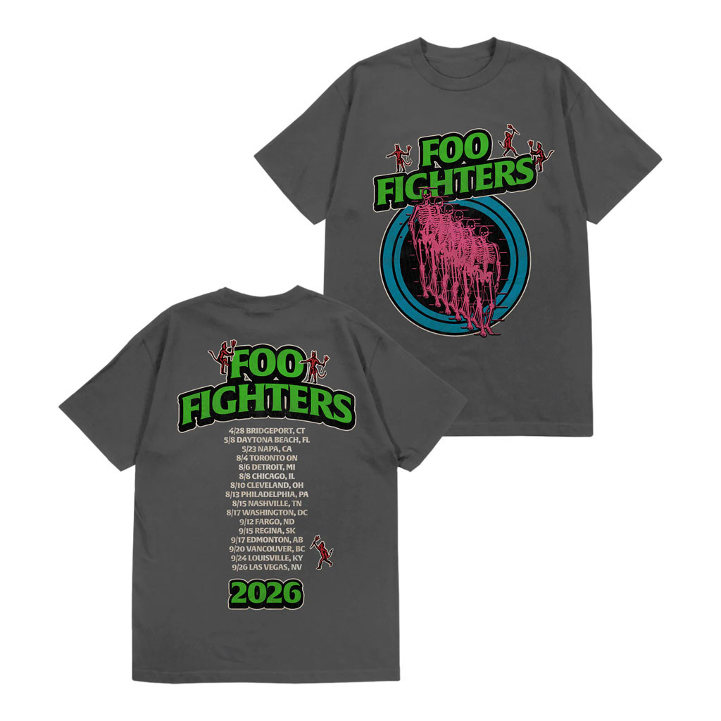 Foo Fighters Merch 2026 Retro Skeleton Tour T-Shirt FF Tour Merch Gift For Rock Fans - Kdjoy