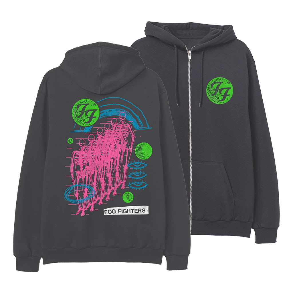 Foo Fighters Merch 2026 Retro Skeleton Zip Hoodie Best Gifts For Rock Music Lovers - Kdjoy