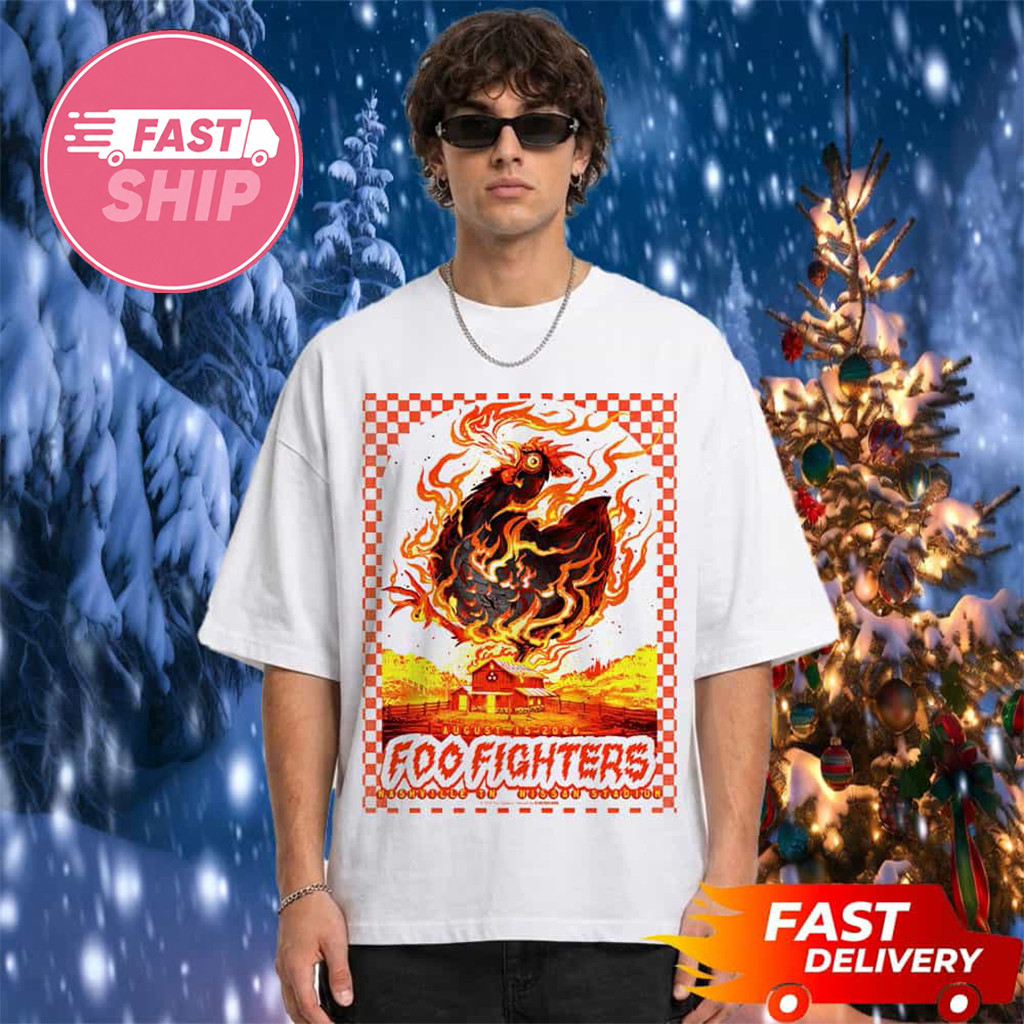 Foo Fighters Nashville TN 2026 Event Fire Chicken T-Shirt Foo Fighters Merch Gifts For Fans - Kdjoy