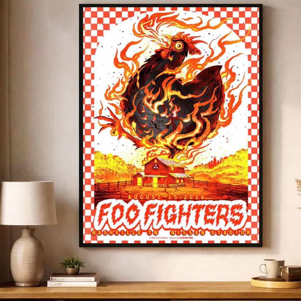 Foo Fighters Nashville TN 2026 Event Poster Foo Fighters Merch Art On Wall - Kdjoy