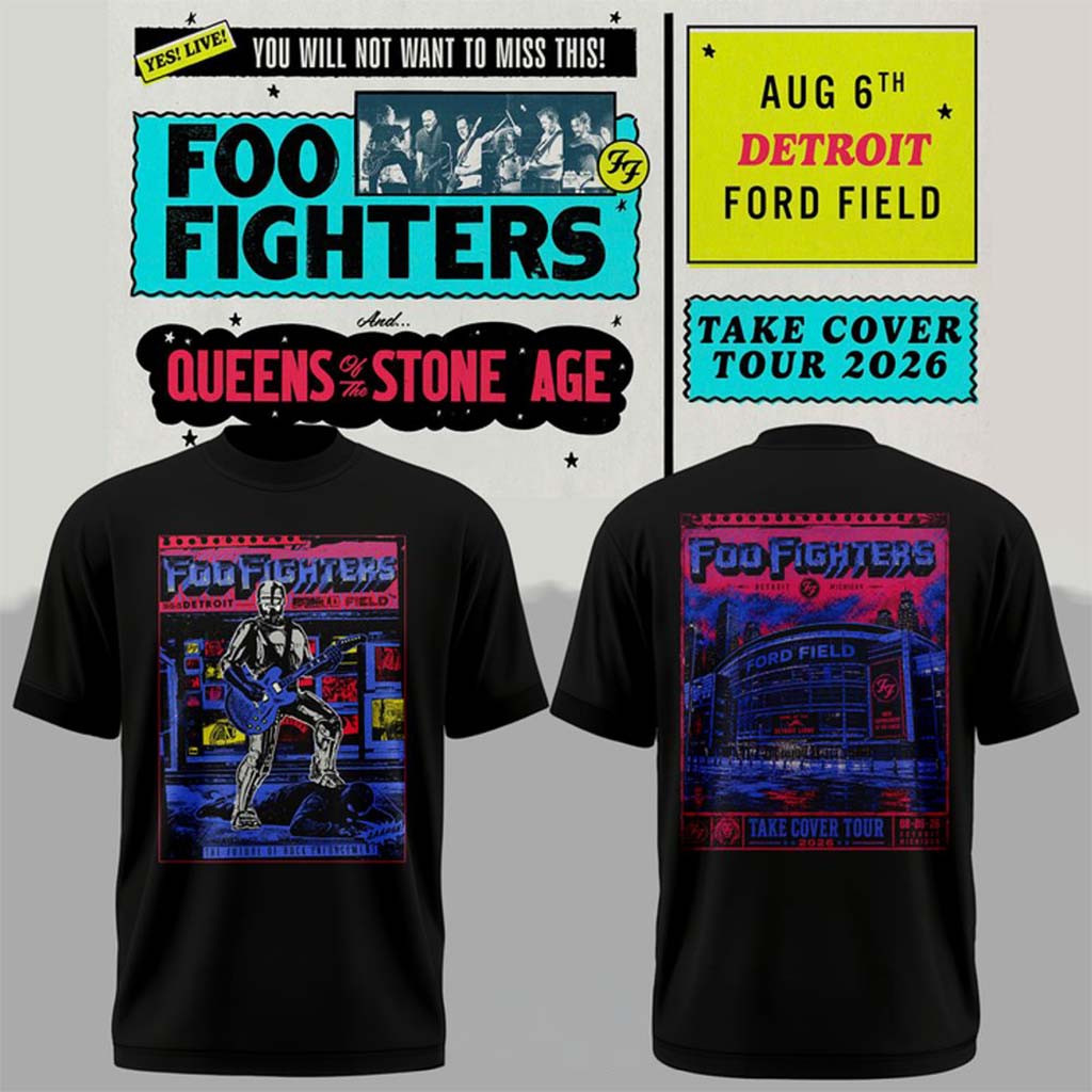 Foo Fighters Take Cover Tour 2026 Detroit Ford Field Stadium Shirt Foo Fighters Concert Merch - Kdjoy Foo Fighters Take Cover Tour 2026 Detroit Ford Field Stadium Shirt Foo Fighters Concert Merch - Kdjoy