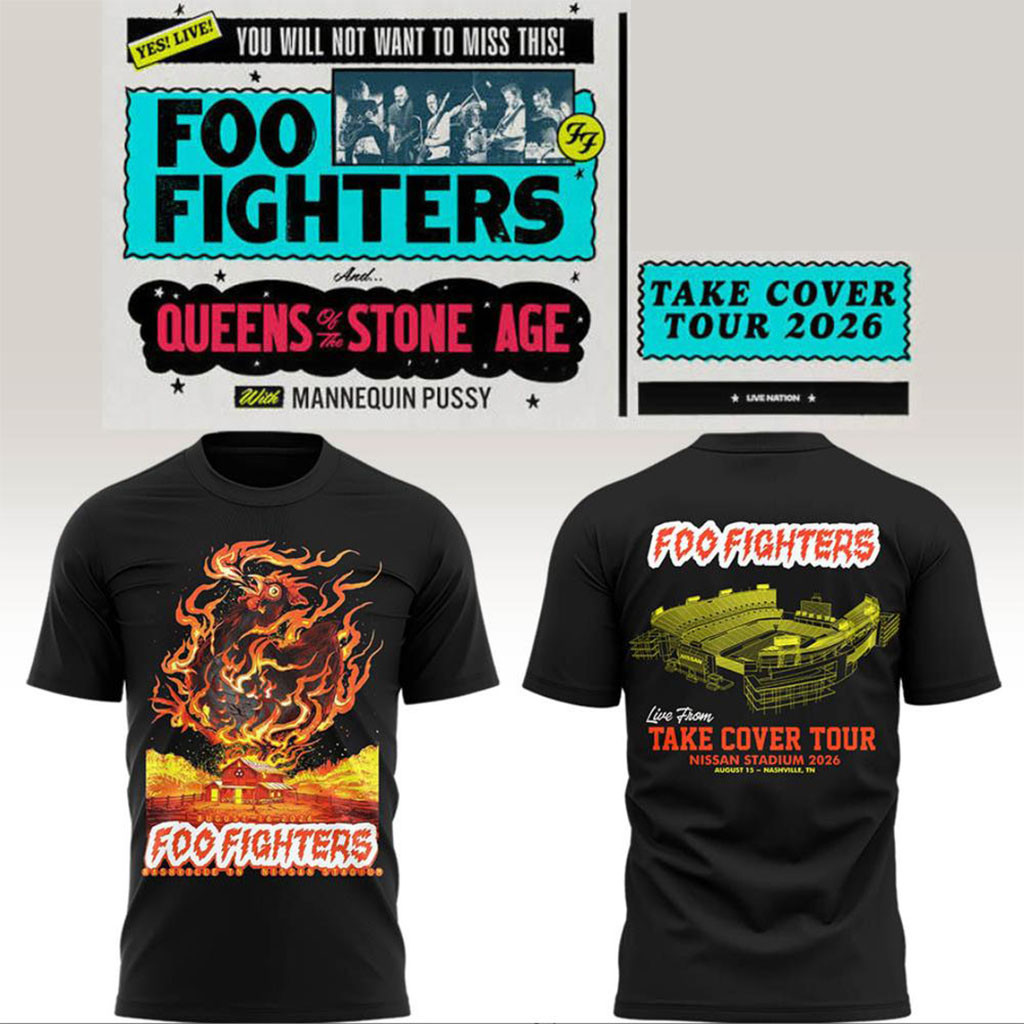 Foo Fighters Take Cover Tour 2026 Nashville Nissan Stadium T-Shirt FF Concert Merch Black - Kdjoy