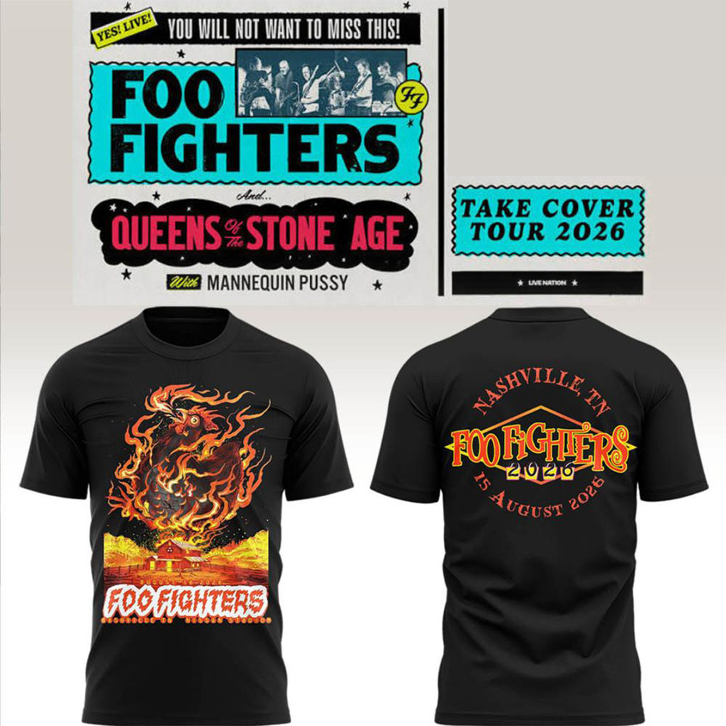 Foo Fighters Take Cover Tour 2026 Nashville Nissan Stadium T-Shirt FF Merch Gift For Music Fans - Kdjoy Foo Fighters Take Cover Tour 2026 Nashville Nissan Stadium T-Shirt FF Merch Gift For Music Fans - Kdjoy