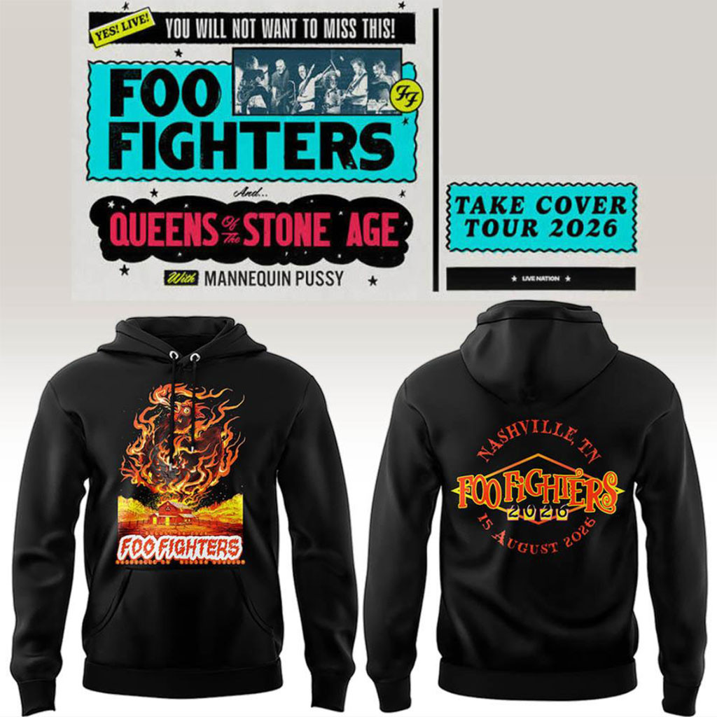 Foo Fighters Take Cover Tour Merch 2026 Nashville Nissan Stadium Concert Hoodie Black Fan Merch - Kdjoy