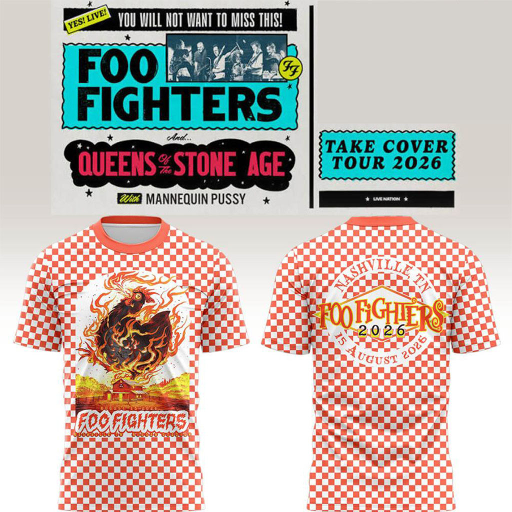Foo Fighters Take Cover Tour Merch 2026 Nashville Nissan Stadium T-Shirt Concert Outfits Gifts - Kdjoy