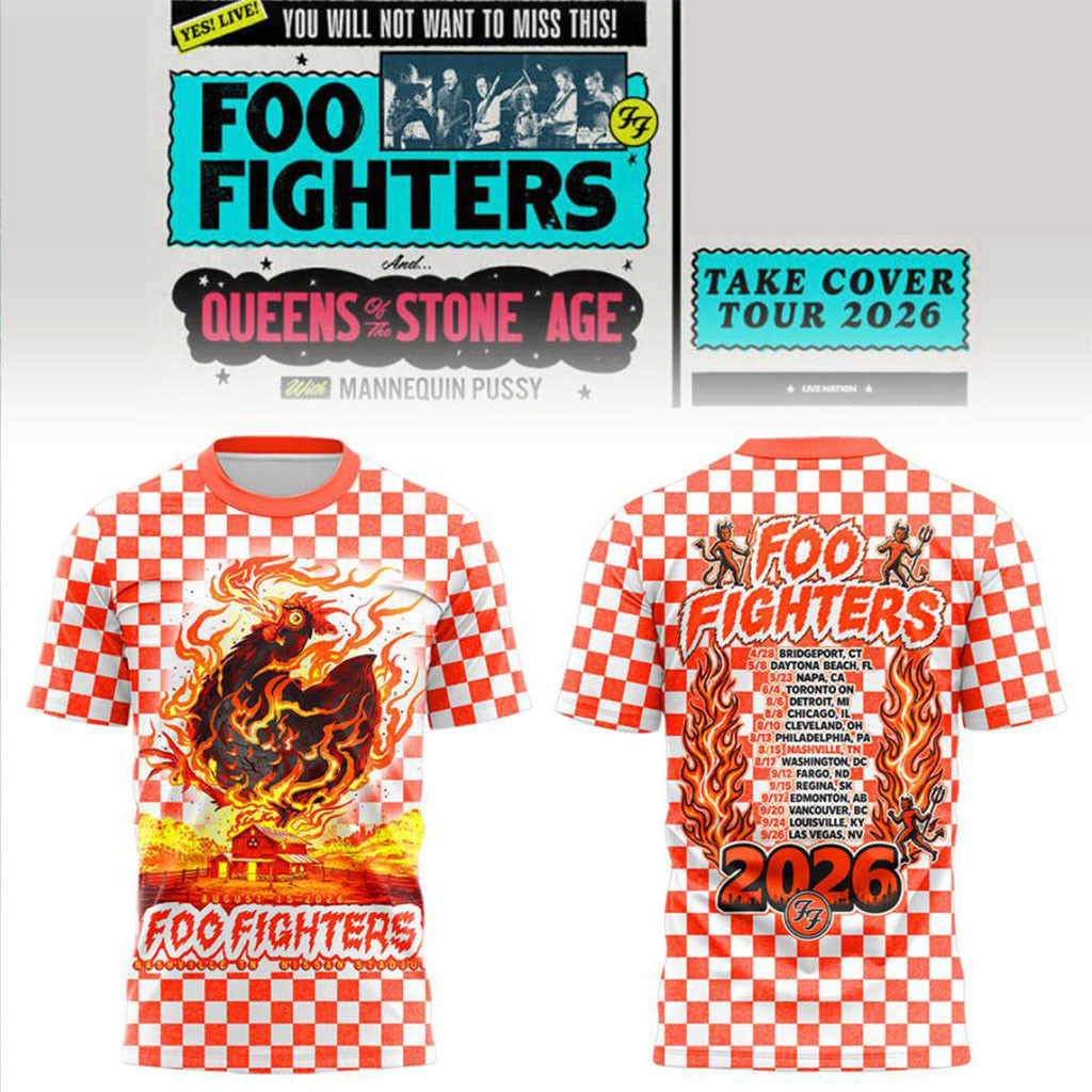 Foo Fighters Take Cover Tour Merch 2026 Nashville Nissan Stadium T-Shirt Music Concert Outfits - Kdjoy
