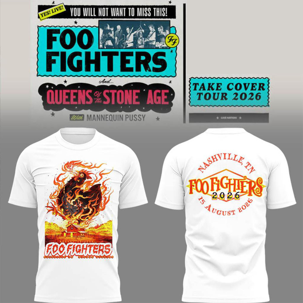 Foo Fighters Take Cover Tour Merch 2026 Nashville Nissan Stadium T-Shirt Music Fan Apparel - Kdjoy Foo Fighters Take Cover Tour Merch 2026 Nashville Nissan Stadium T-Shirt Music Fan Apparel - Kdjoy