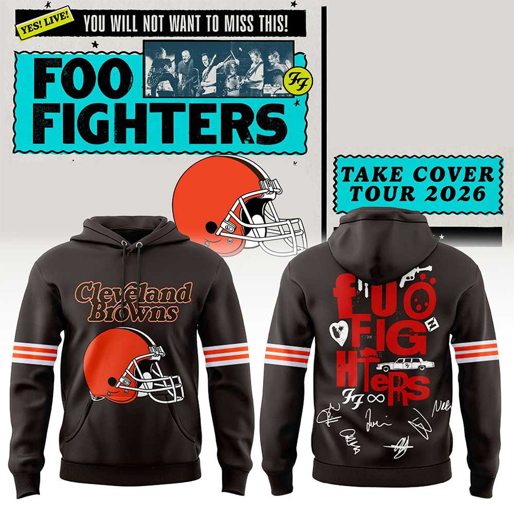 Foo Fighters X Cleveland Browns Take Cover Tour 2026 Hoodie Foo Fighters Concert Merch - Kdjoy Foo Fighters X Cleveland Browns Take Cover Tour 2026 Hoodie Foo Fighters Concert Merch - Kdjoy