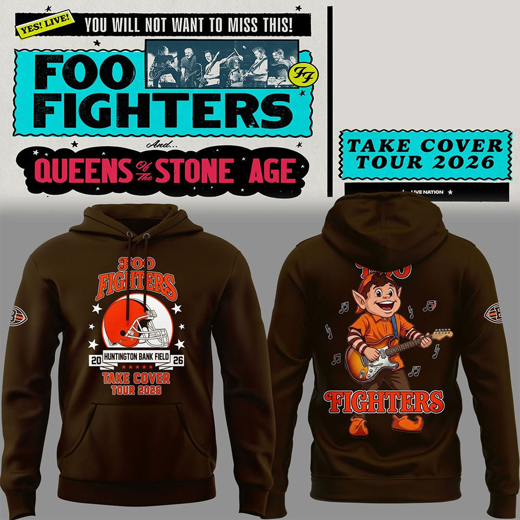 Foo Fighters X Cleveland Browns Take Cover Tour 2026 Hoodie Foo Fighters Merch Fan Gifts - Kdjoy Foo Fighters X Cleveland Browns Take Cover Tour 2026 Hoodie Foo Fighters Merch Fan Gifts - Kdjoy