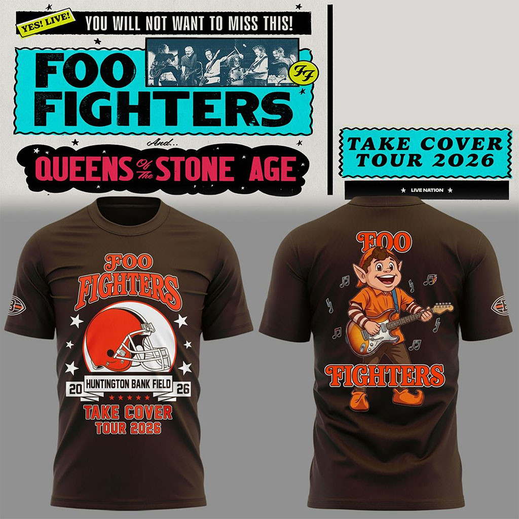 Foo Fighters X Cleveland Browns Take Cover Tour 2026 T-Shirt Foo Fighters Merch Music Fan Gifts - Kdjoy Foo Fighters X Cleveland Browns Take Cover Tour 2026 T-Shirt Foo Fighters Merch Music Fan Gifts - Kdjoy