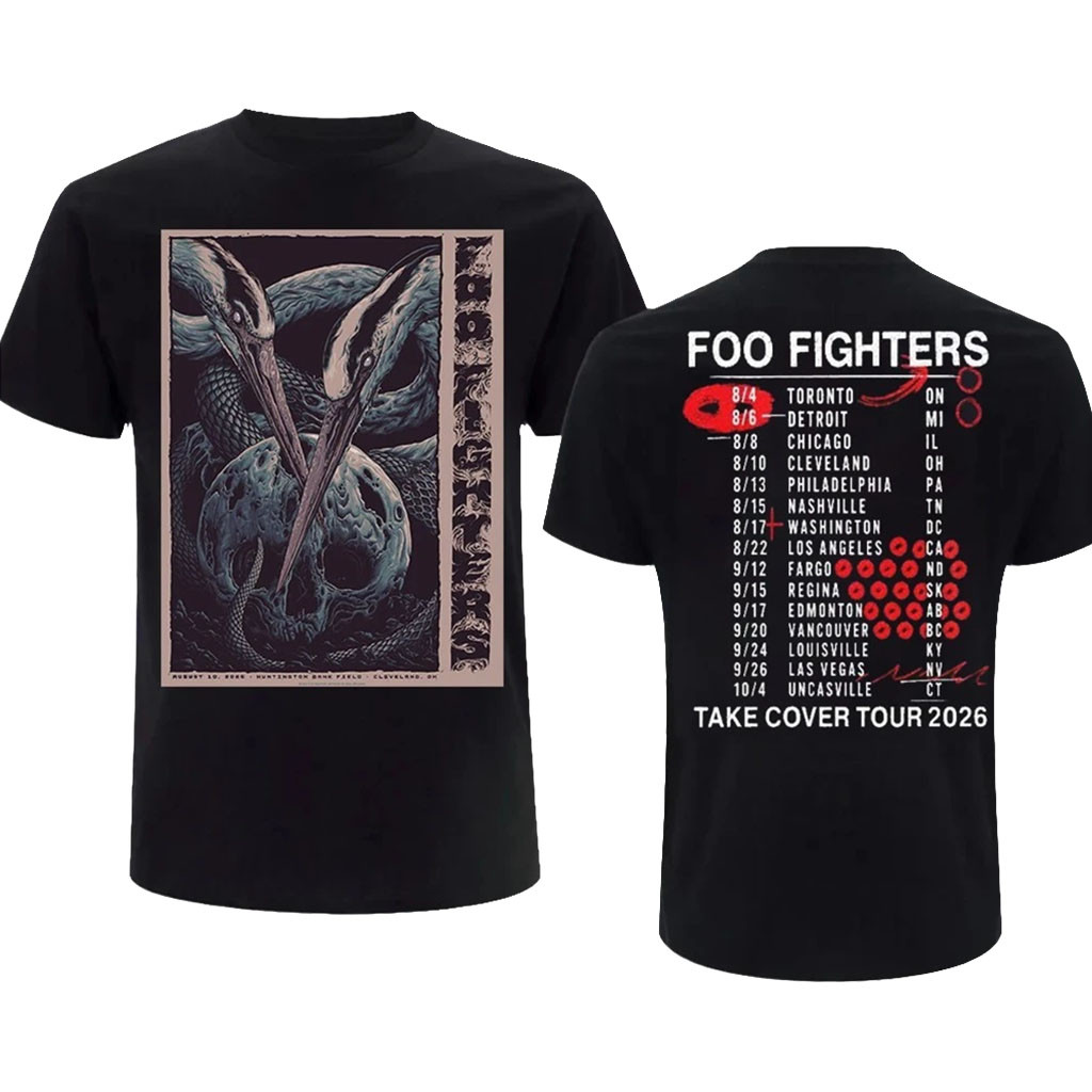 Foo Fighters X Cleveland Take Cover Tour 2026 Huntington Bank Field T-Shirt Foo Fighters Merch - Kdjoy Foo Fighters X Cleveland Take Cover Tour 2026 Huntington Bank Field T-Shirt Foo Fighters Merch - Kdjoy