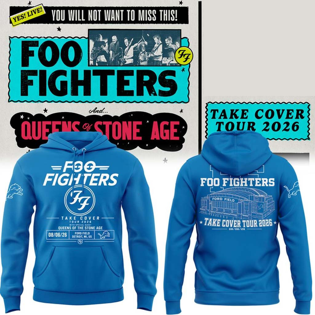 Foo Fighters X Detroit Lions Merch FF Take Cover Tour 2026 Hoodie Present For Music Fans Foo Fighters X Detroit Lions Merch FF Take Cover Tour 2026 Hoodie Present For Music Fans