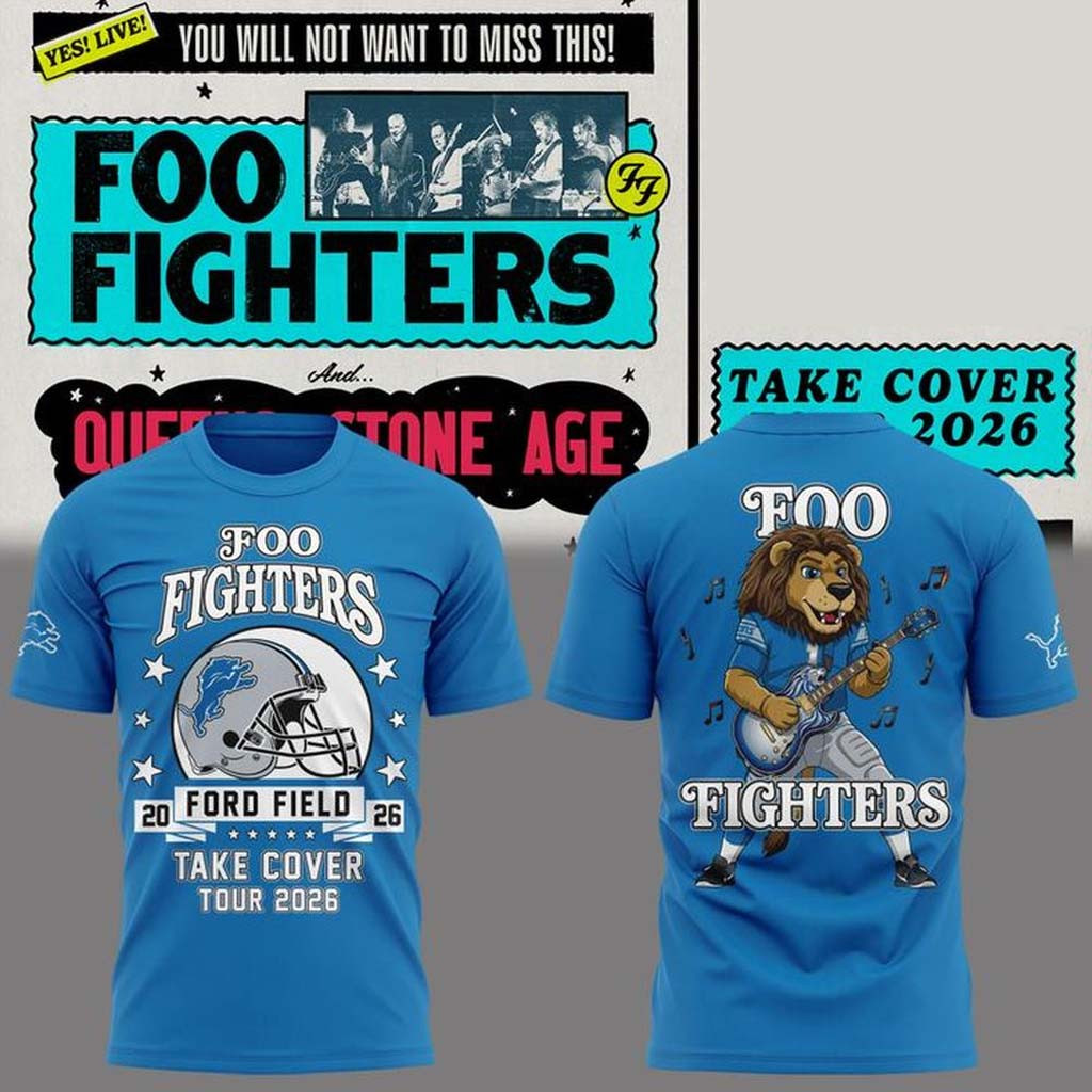 Foo Fighters X Detroit Lions Merch Take Cover Tour 2026 T-Shirt Foo Fighters Concert Merch