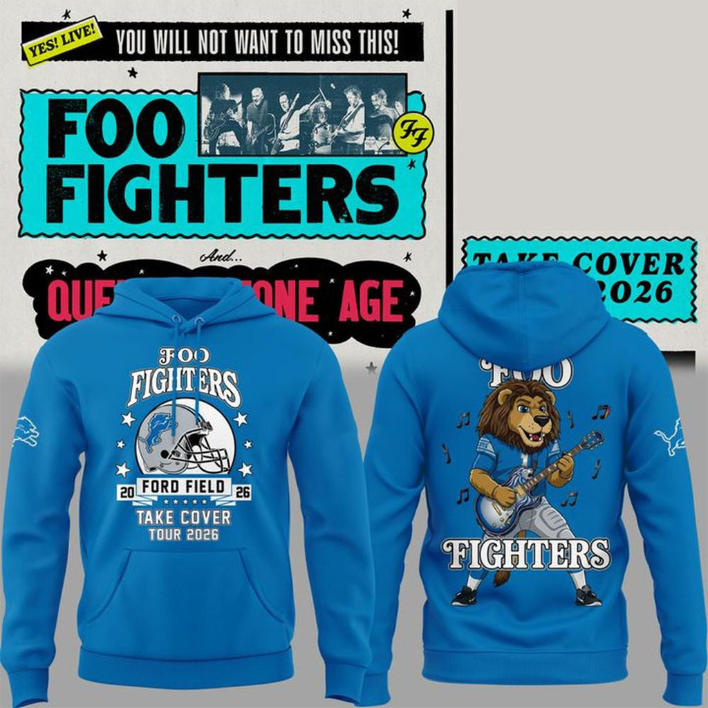 Foo Fighters X Detroit Lions Take Cover Tour 2026 Hoodie Foo Fighters Concert Merch Best Gifts - Kdjoy