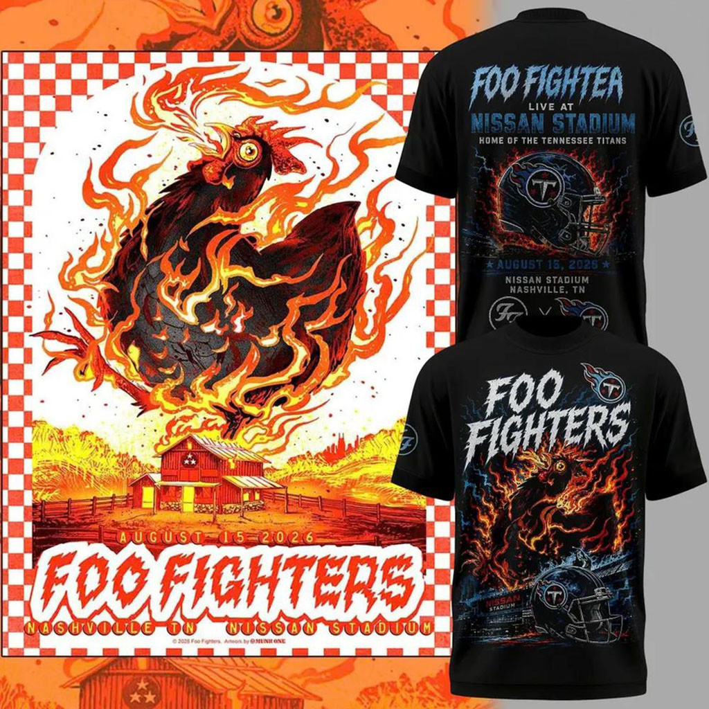 Foo Fighters X Tennessee Titans Merch Nissan Stadium Nashville Concert T-Shirt 2026 Fan Gifts - Kdjoy