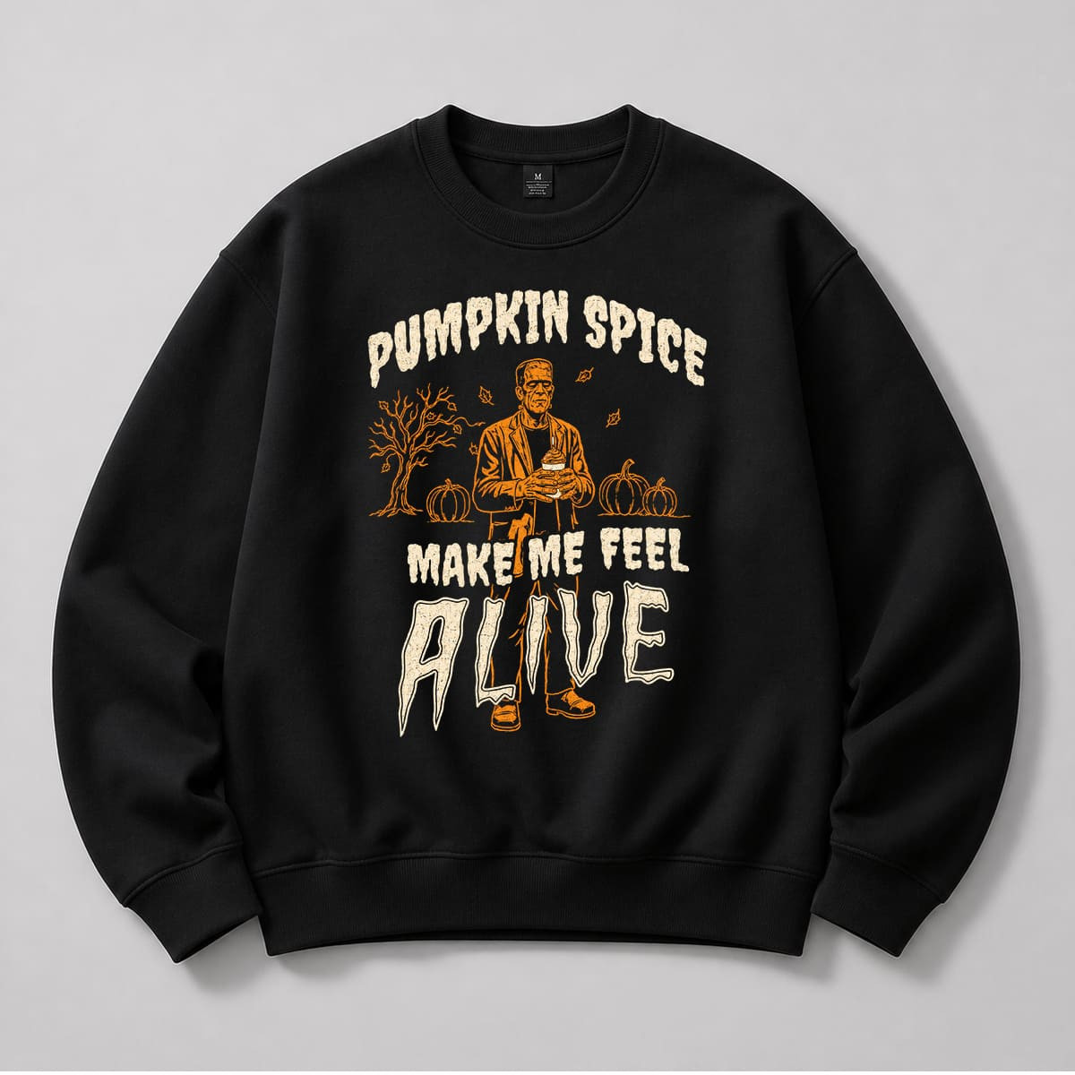 Frankenstein Monster Pumpkin Spice Make Me Feel Alive Sweatshirt Halloween Gift Ideas - Kdjoy