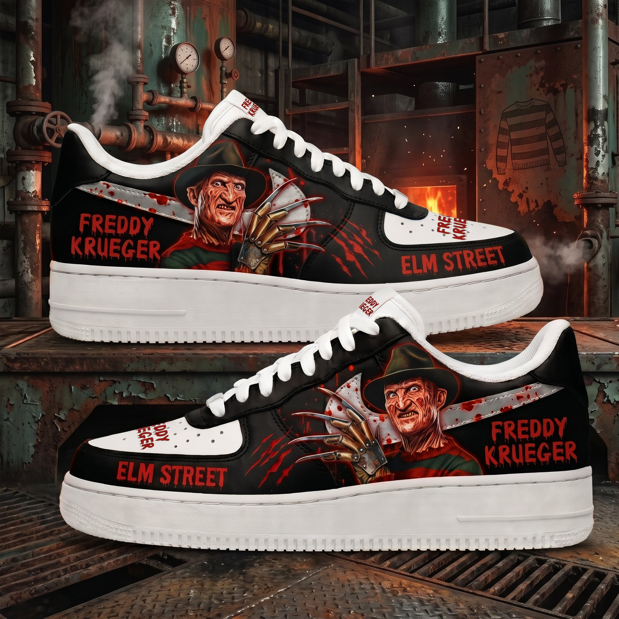 Freddy Krueger Elm Street Sneakers Dream Stalker Horror Shoes Gifts For Halloween - Kdjoy Freddy Krueger Elm Street Sneakers Dream Stalker Horror Shoes Gifts For Halloween - Kdjoy