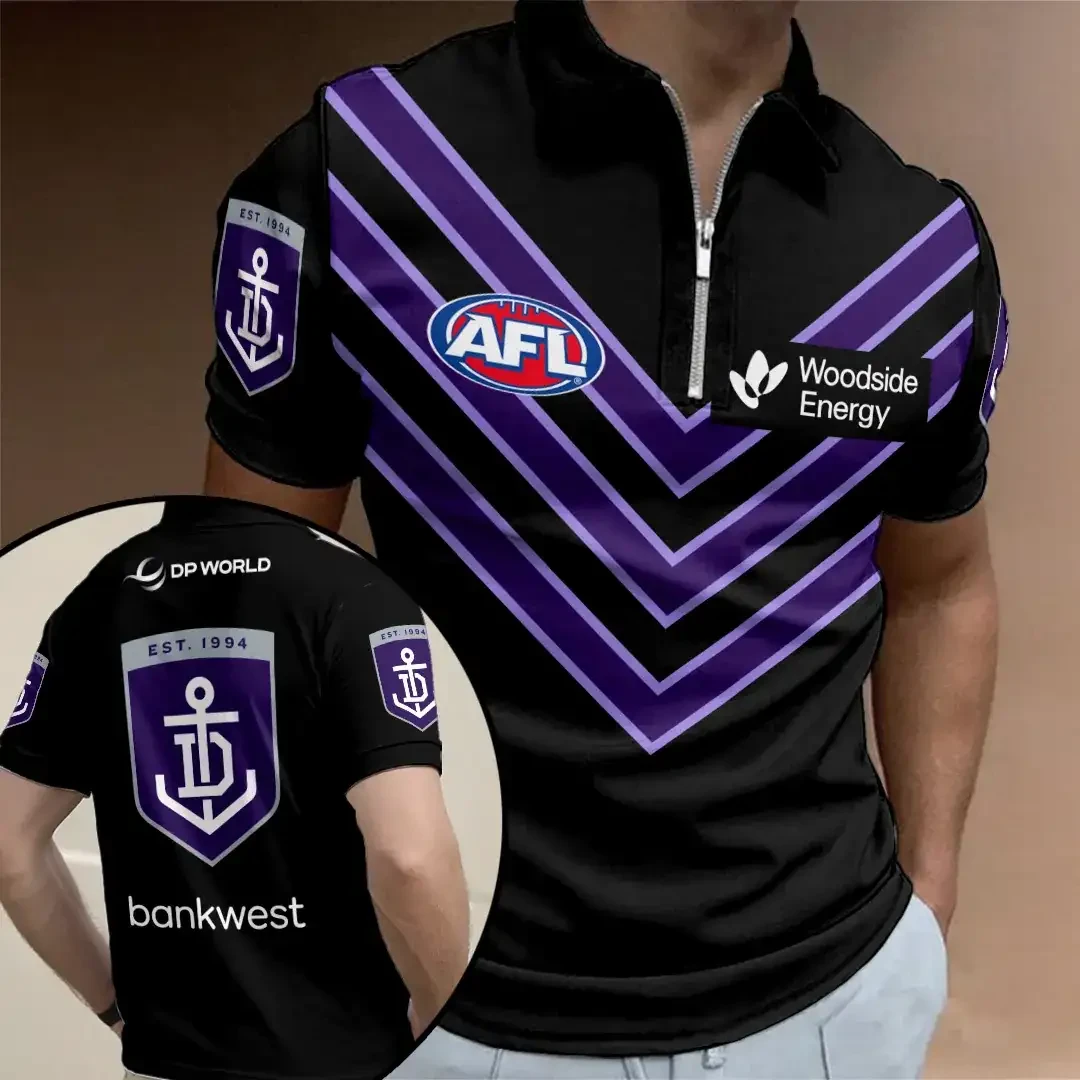 Fremantle Dockers Est 1994 Zip Polo Shirt Fremantle Football Club Shirt Fan Gift Ideas - Kdjoy Fremantle Dockers Est 1994 Zip Polo Shirt Fremantle Football Club Shirt Fan Gift Ideas - Kdjoy