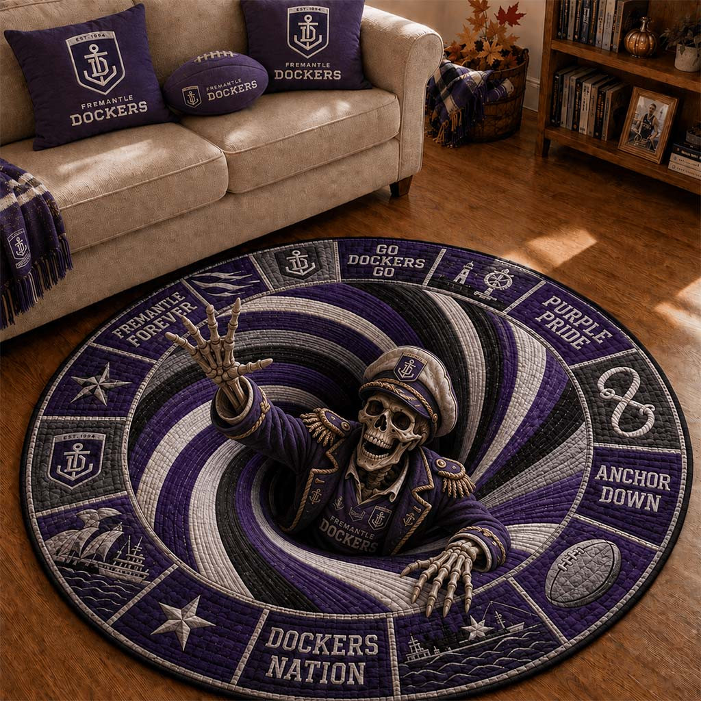 Fremantle Dockers Merch Purple Pride Go Dockers Go Quilted Round Mat Living Room Decor - Kdjoy Fremantle Dockers Merch Purple Pride Go Dockers Go Quilted Round Mat Living Room Decor - Kdjoy