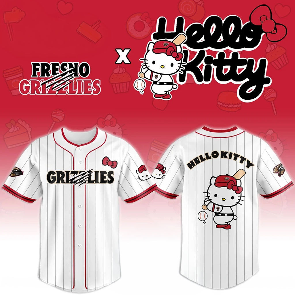 Fresno Grizzlies X Hello Kitty Night Baseball Jersey Fresno Grizzlies Merch Cute Gift For Fans - Kdjoy