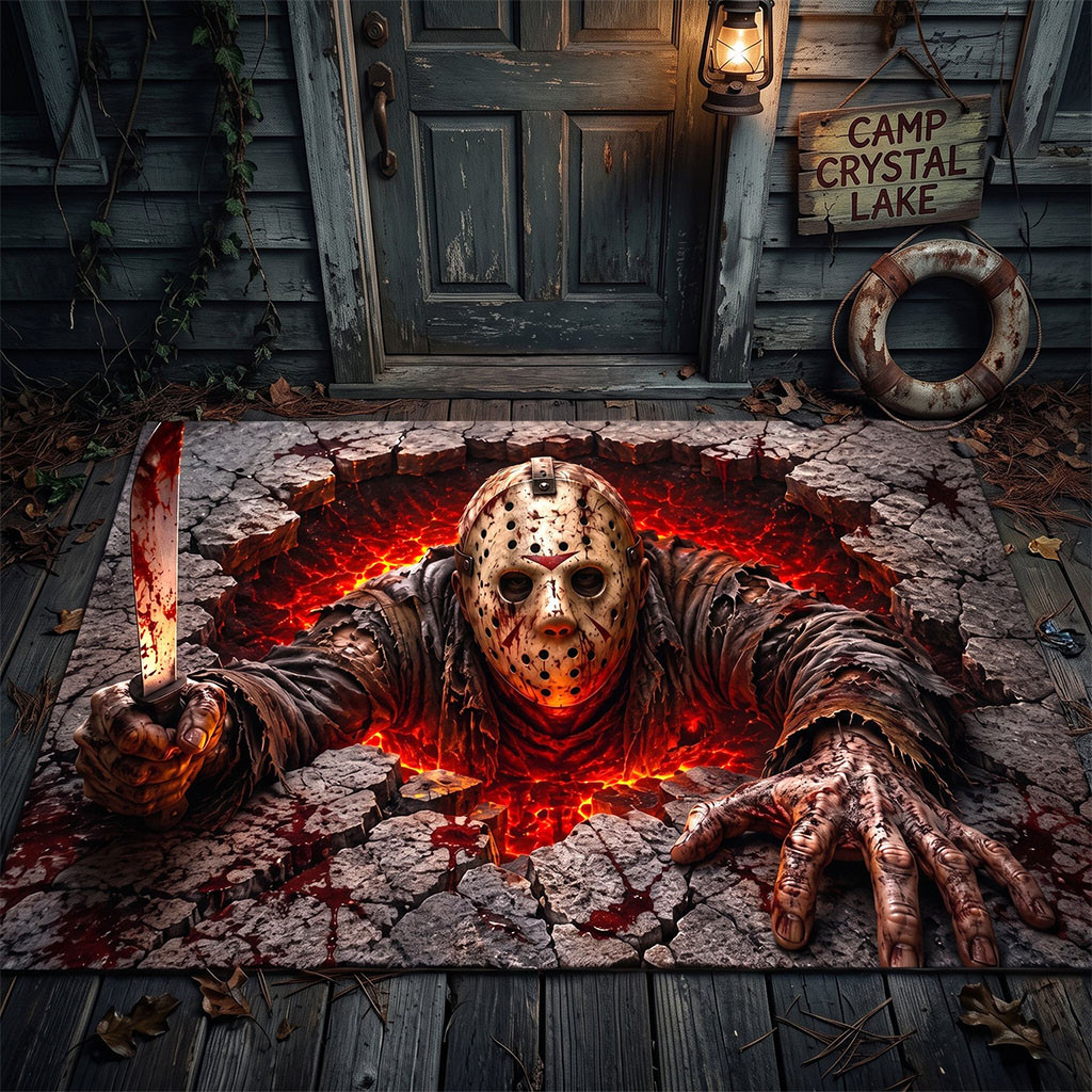 Friday the 13th Jason Voorhees Fright Night Doormat Halloween Decor Gift For Horror Movie Lover - Kdjoy