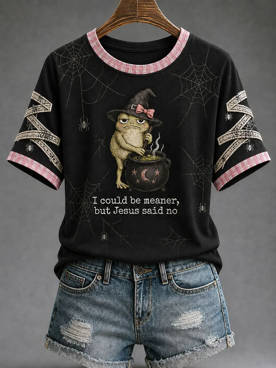 Frog I Could Be Meaner But Jesus Said No Halloween T-Shirt Funny Faith Shirt Gift for Friends - Kdjoy