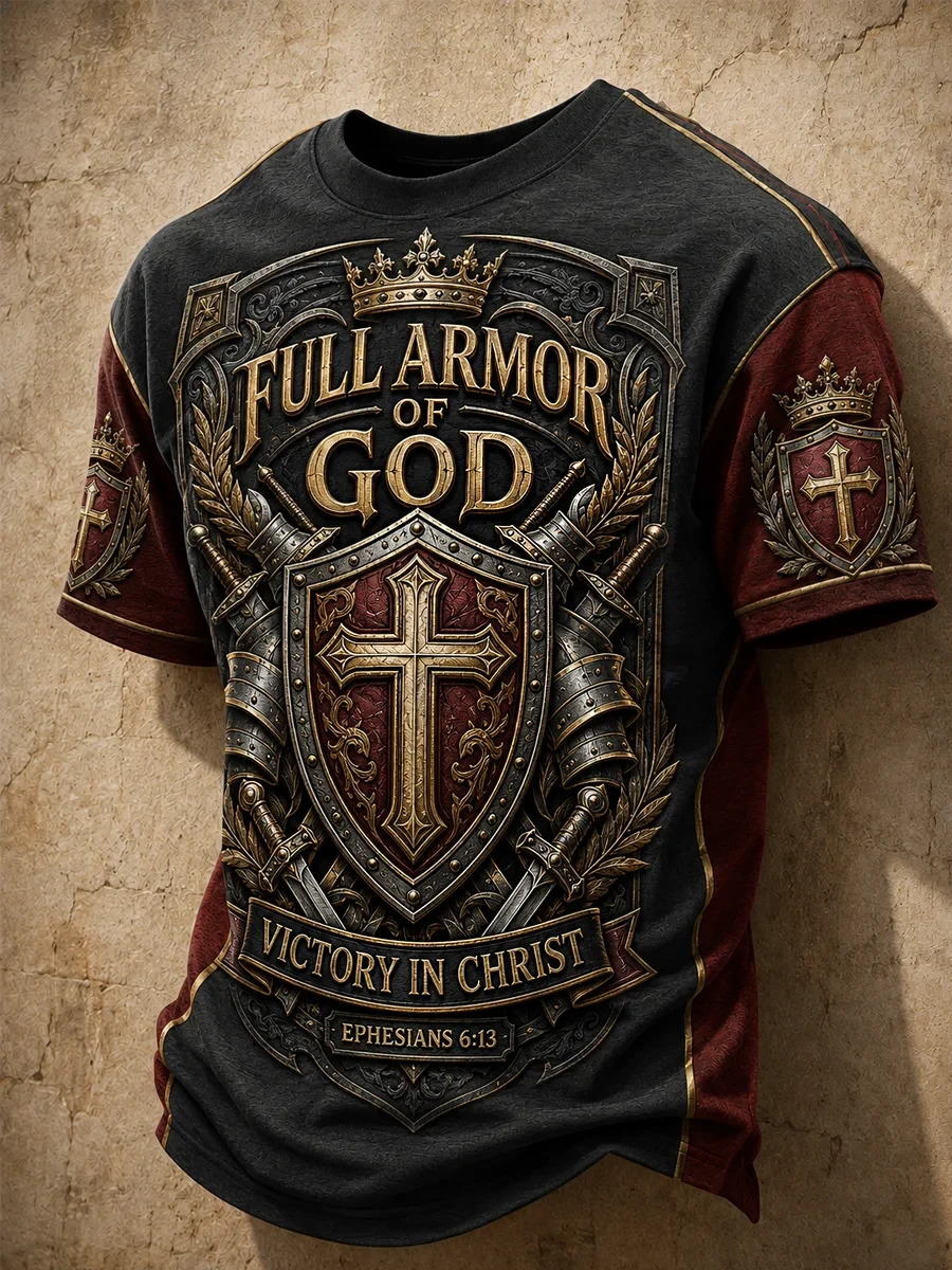 Full Armor Of God Victory In Christ T-Shirt Christian Faith Tee Birthday Gift For Him - Kdjoy