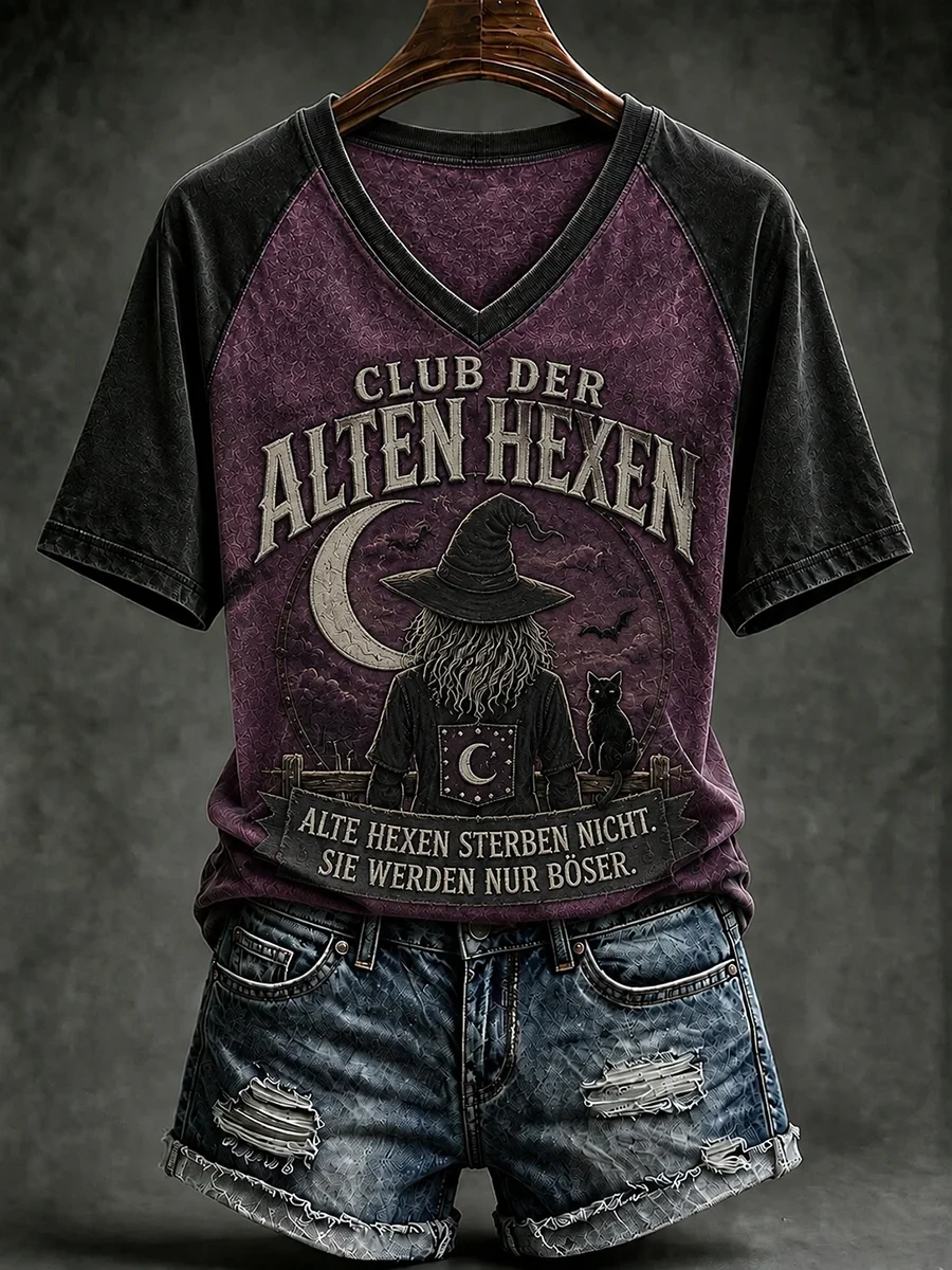 Funny Halloween Club Der Alten Hexen V-Neck Shirt Witches Outfits Halloween Gifts - Kdjoy